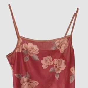 Sheer Floral Short Tank Top